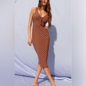 NWT Rouje Paris Naomi Pois Marron brown polka dot dress size 44 (12)